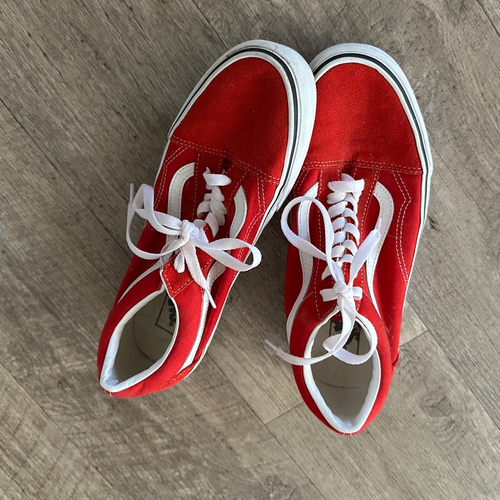 Red suede old school vans